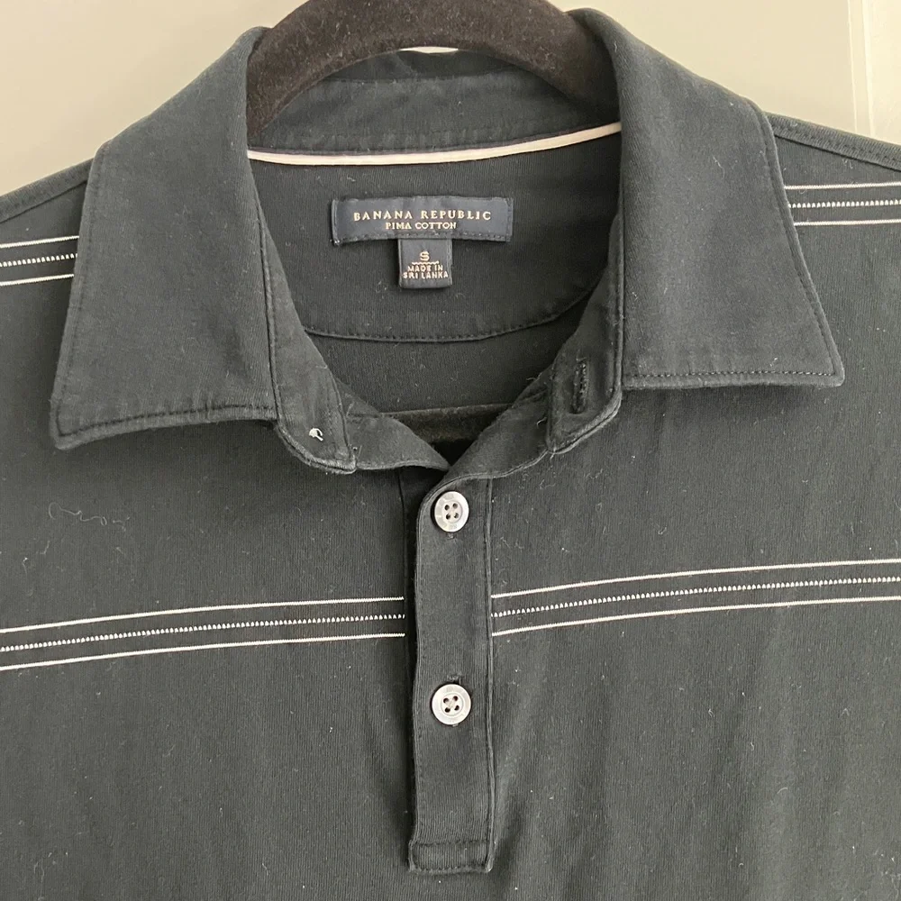 Banana Republic Black Polo with white Stripes